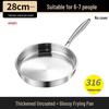 Wutuo 28cm 316 Stainless Steel Non-Coated Frying Pan
