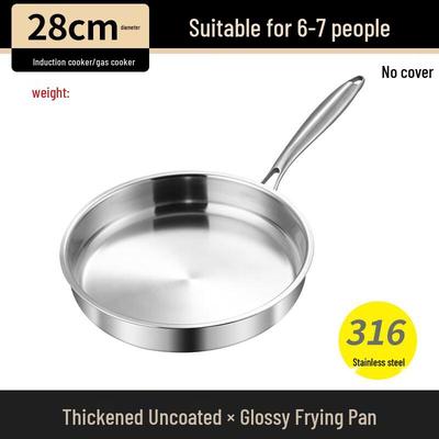 Wutuo 28cm 316 Edelstahl Unbeschichtete Bratpfanne