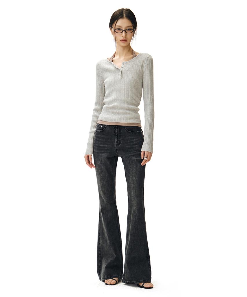 Deketeuumeon Signature Slim Flared Jeans Dcwpt005Blackb
