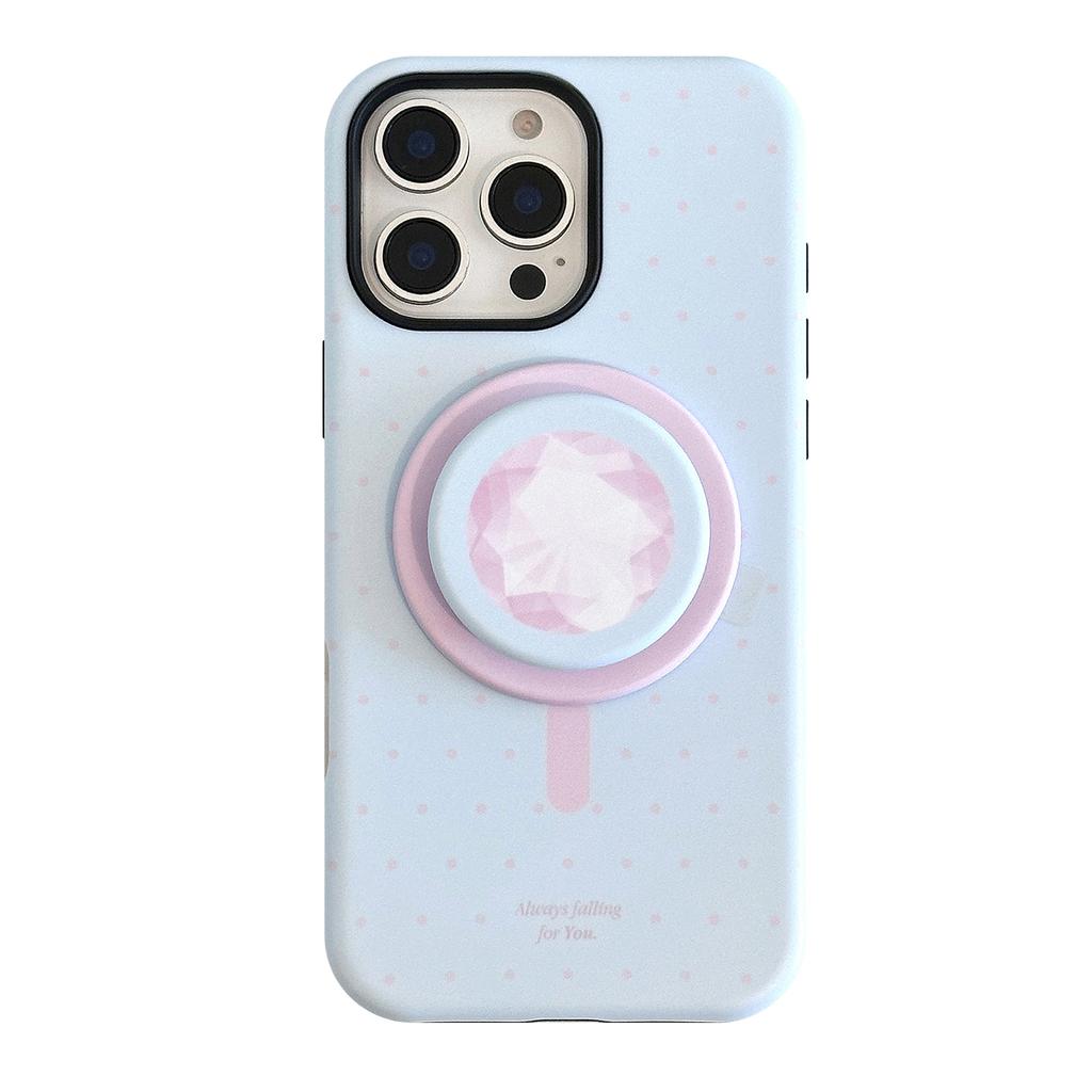 Diamond Magnetic Bracket IPhone 16 Promax IPhone Case 14 Suitable for 13 Philin 15 Color Polka Dot 11