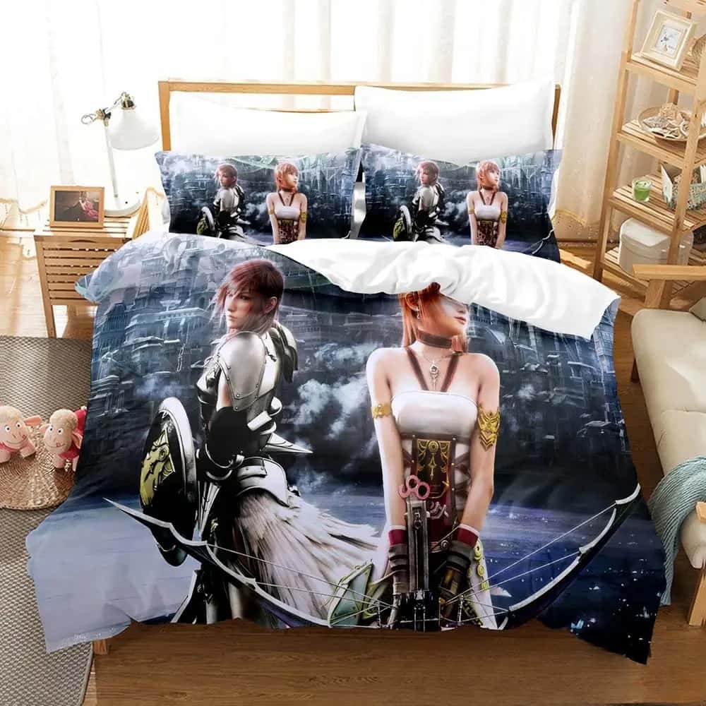 New 3D Printed Anime Game FINAL FANTASY XIII-2 Bedding Set Boys Girls Twin Queen King Size Duvet Cover Pillowcase Bed Boys Adult