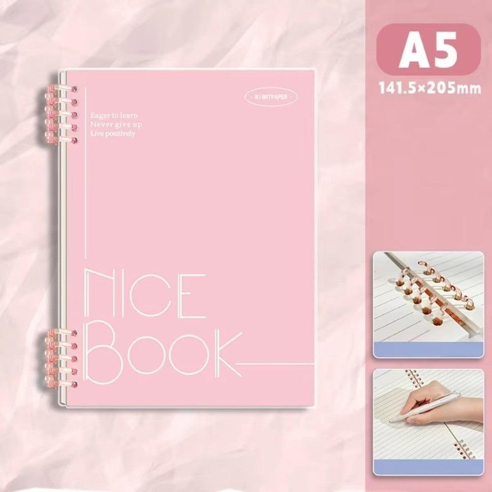 

60 Sheet A5 Loose-leaf Notebook Refillable PP Cover Notebook New Binder Ring Notebooks рожевий