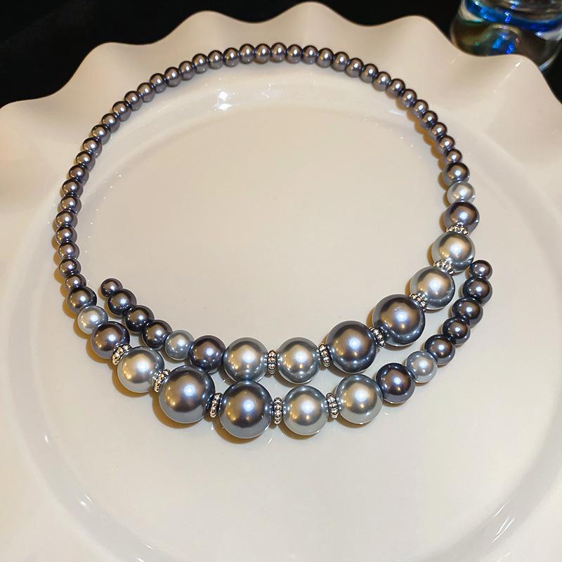 Französische mehrlagige Perlen-Schlüsselbeinkette - Luxuriöses, modisches und vielseitiges Design für Frauen