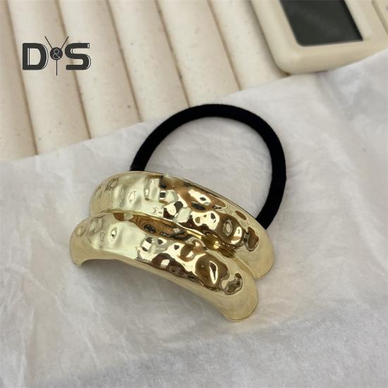 Women Headband Geometric Metal Decor High Elastic Hair Tie Versatile Styling Hair Rope Hair Accessories