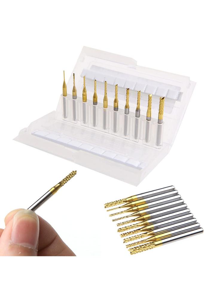 Samcos Fräsersatz Titanbeschichtet CNC-Fräser Hartmetall-Gravierbohrer PCB