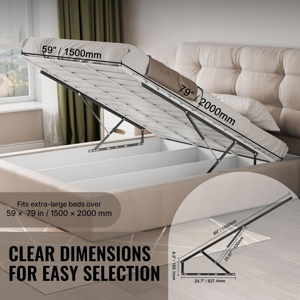 Bed Lift 59x79 in Compatible Bed Size 309 lbs Load DIY Wall Bed Hardware