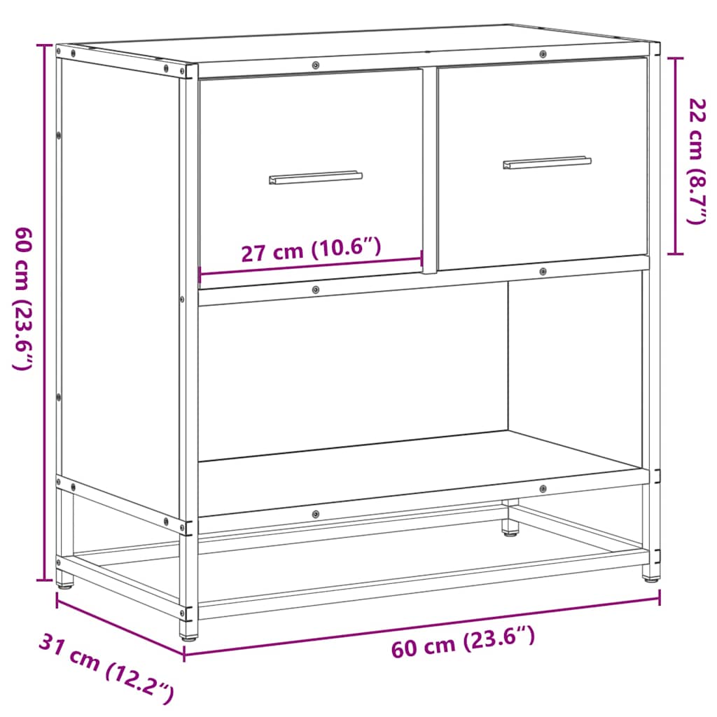 Nightstand Black 60x31x60 Cm Wood Based Panel and Metal