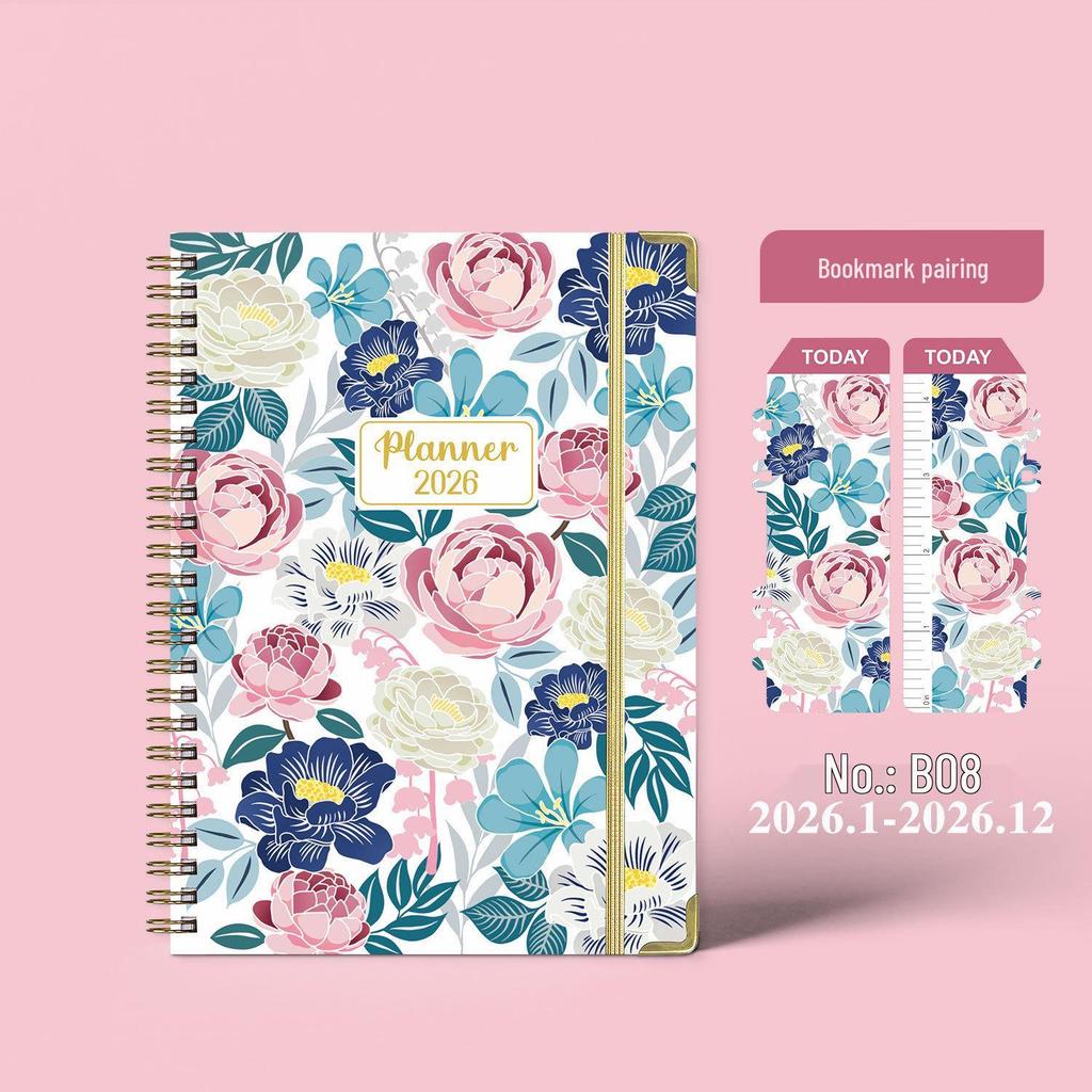 2026 English Business Planner: Cross-Border Stationery Diary with Coil Binding for Simple Scheduling and Record Keeping