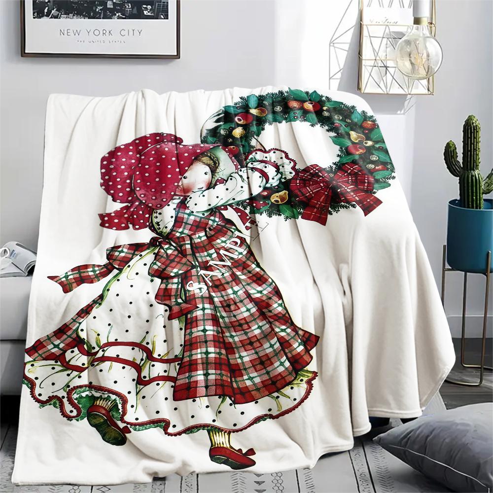 1 Stück SaraKey bedruckte Flanelldecke, Hohe Qualität für alle Jahreszeiten, Heimdekoration, Wärme und Komfort, Perfekt für Weihnachtsgeschenke