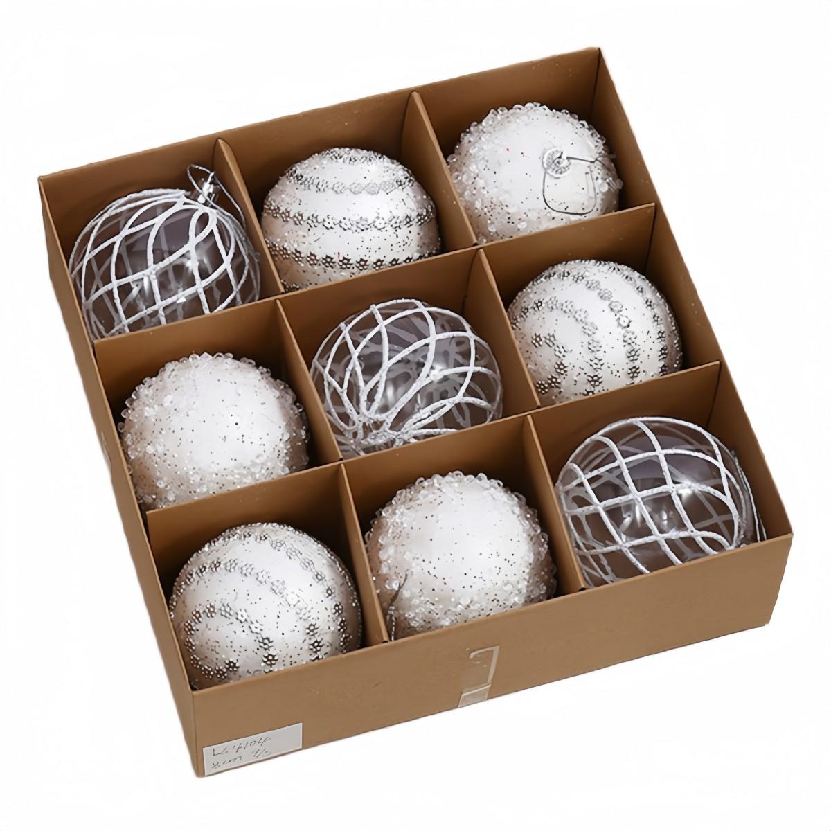 

8CM 9Pcs Christmas Ball Ornament Christmas Tree Holiday Decoration White