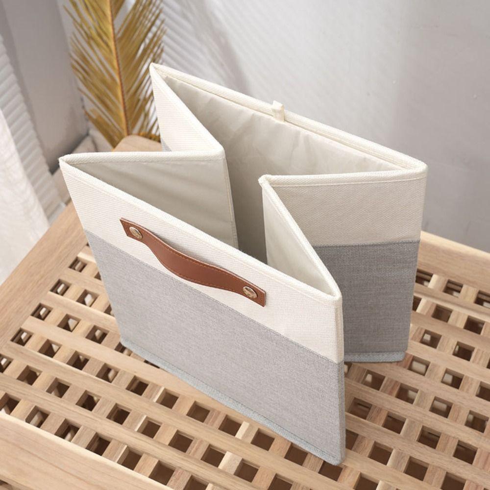 Side Handles Linen Fabric Storage Basket Large Capacity Toys Sorting Box  Cosmetics