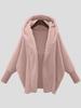 Cappotto da donna in peluche a tinta unita con cappuccio - Maniche lunghe vestibilità ampia per autunno e inverno