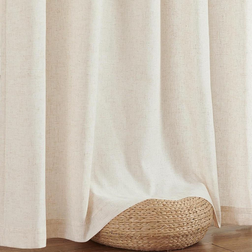 Solid-Color Translucent Curtains, Suitable for Living Rooms, Bedrooms, Dining Rooms, Balconies, Offices, Farmhouses, Machine Washable, Grommet Top