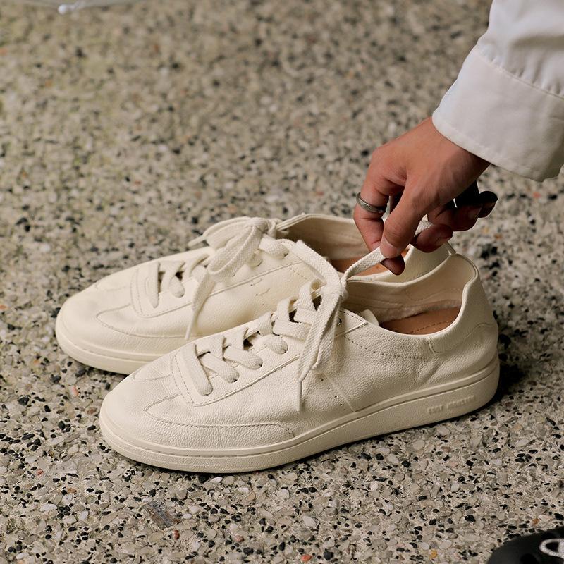 

White casual shoes leather summer breathable new German training shoes trendy shoes board shoes 39 бежевый