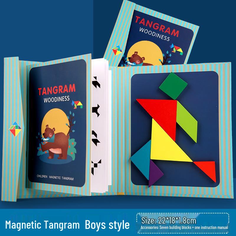 Magnetic Tangram Puzzle for Young Children - Educational Wooden Toy for Early Learning