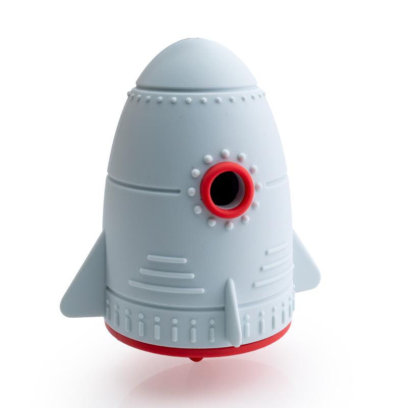 Silicone Pet Slow Food Dispenser, Rocket Pet Chewing and Grinding Teeth, Educational Interactive Pet Toy, Berry Silicone Leaky Food Dispenser