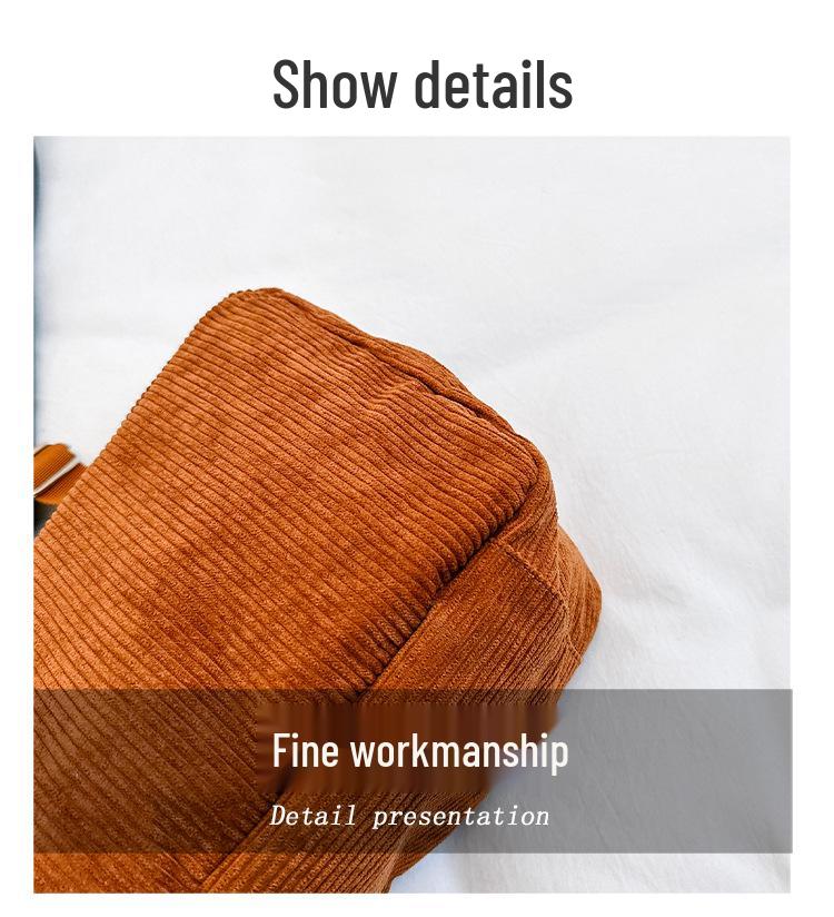 Velká retro plátěná taška přes rameno z manšestru pro ženy 2023 - Ležérní crossbody taška pro studenty