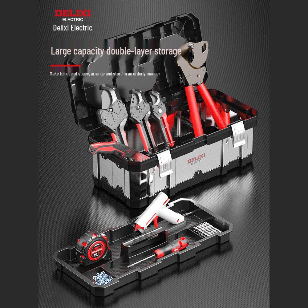 Delixi Portable Stainless Steel Multi-Tool Box - Industrial & Household Use