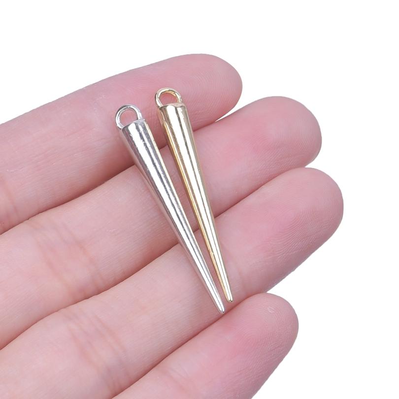 20st Gotiska Punk Långa Spetsiga Konformade Berlocker För Örhängen Tillverkningstillbehör Metall Silver/Guld Färg Personlighet DIY Tillbehör Partihandel