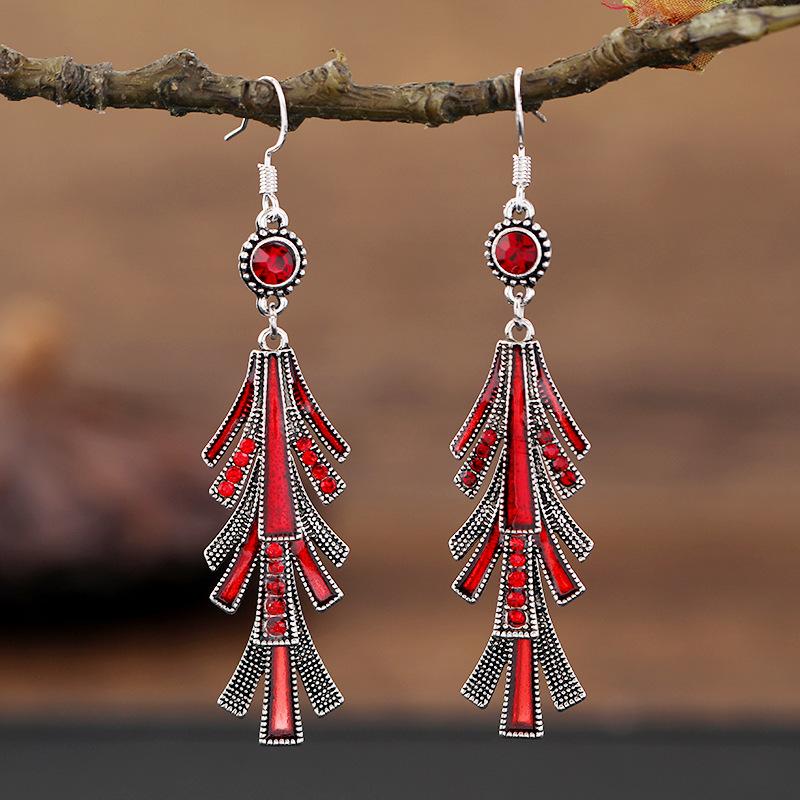 Vintage Palace Crystal Long Tassel Earrings with Feminine Style and Versatile Personality Earrings, Korean Fashion Ethnic Style Earrings