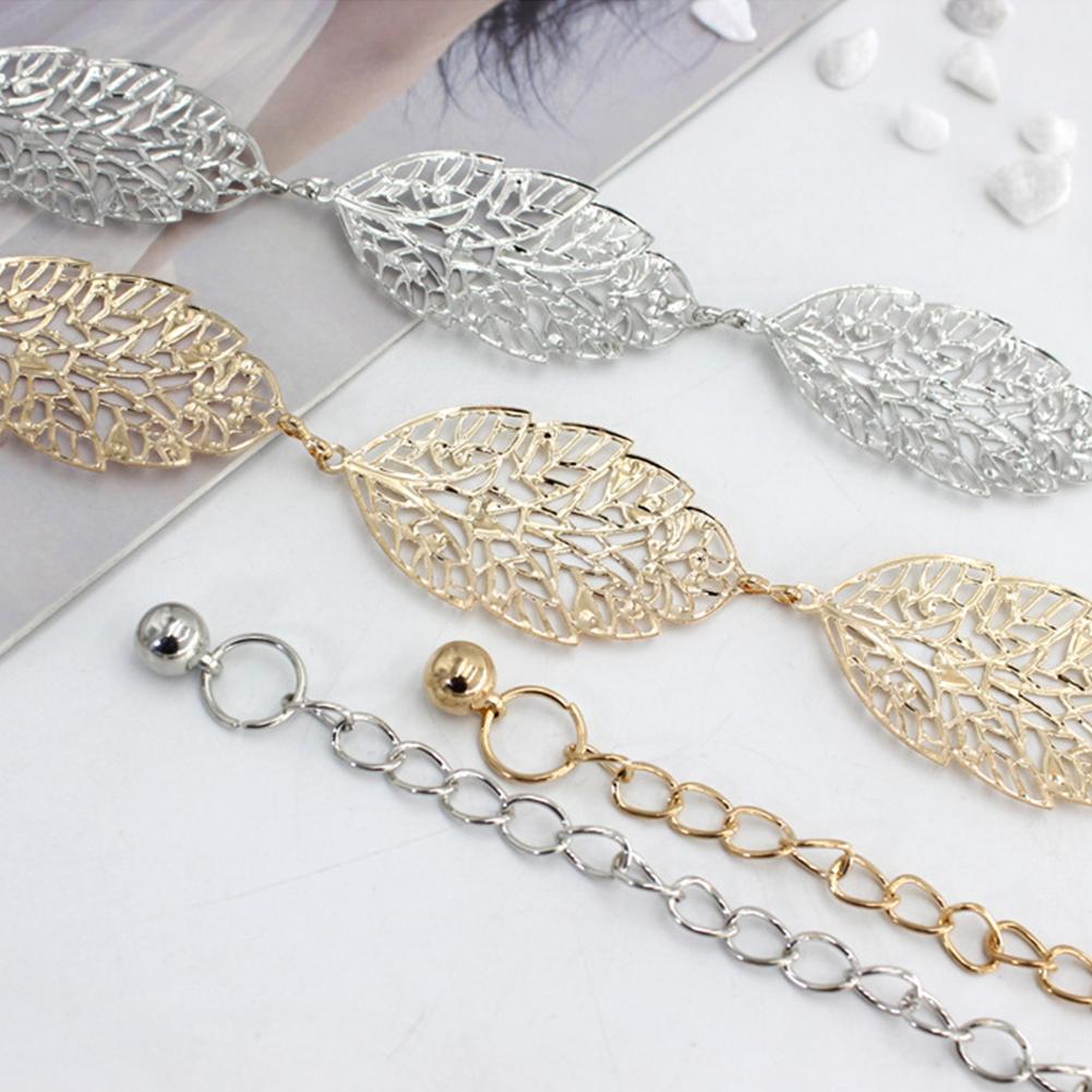 Women Metal Waist Chain Fashion All-match Leaf Hollow Waist Chain Decoration Belt Apparel Accessories