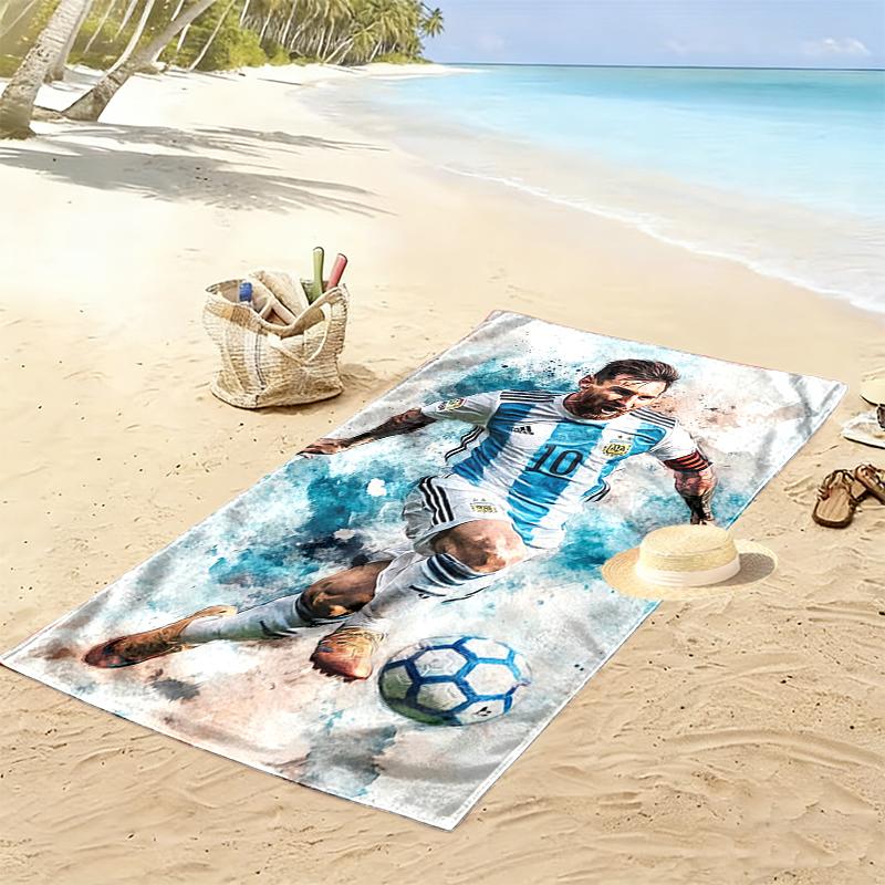 1pc Football Star Messi Beach Towel, Soft Beach Towel Suitable for Beach Swimming, Outdoor Camping and Traveling