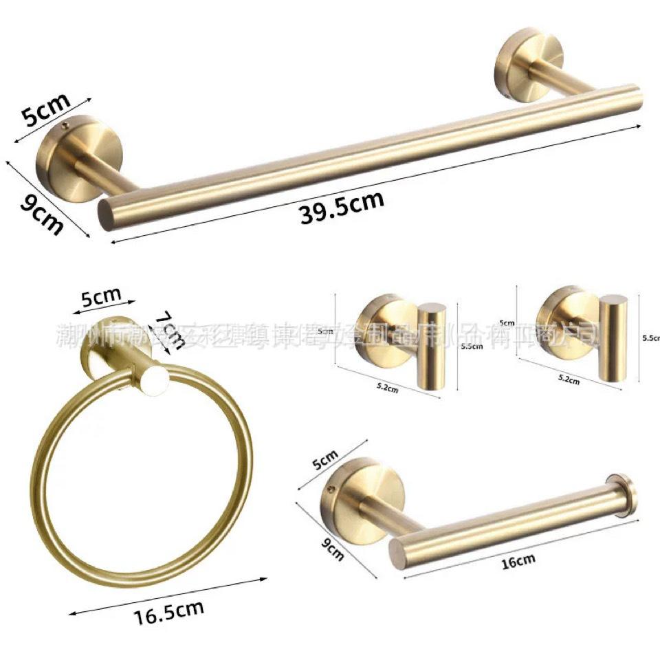 American Style Punch-Free Bathroom Set: Towel Bar, Tissue Holder, Towel Ring, Hooks, Washcloth Rack, Tissue Box.