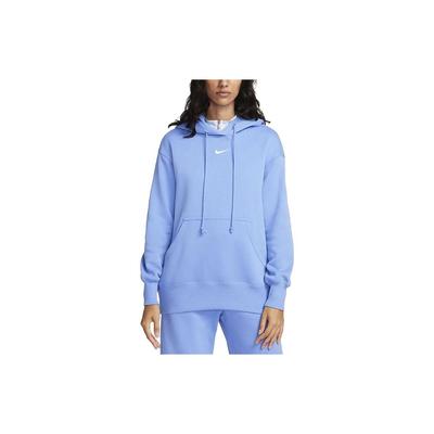 Phoenix Fleece Einfarbiges Kapuzen-Casual-Fleece Langarm-Sweatshirt Damen-Sweatshirt Polarblau DQ5861-450