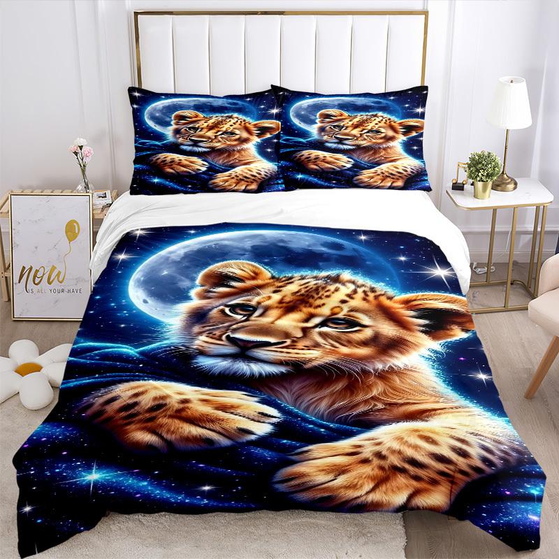 3pcs Leopard Cub Print Duvet Cover Set -Includes 1 Duvet Cover and 2 Pillowcases, No Quilt Core, All-Season Home Decor yy251111169