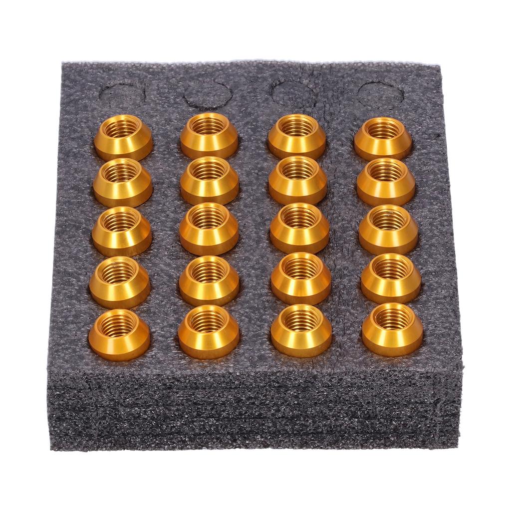 20pcs Wheel Lug Nuts M12x1.5 Thread 1.3in Height 7075 T6 Aluminum Locking Lug NutsGold
