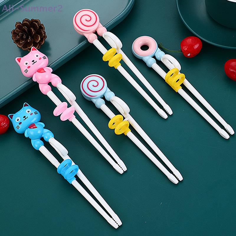 {MX} Cute Cartoon Animal Head Chopsticks For Children Eating Training with Finger Guide Food Grade Plastic Baby Learn Chopsticks