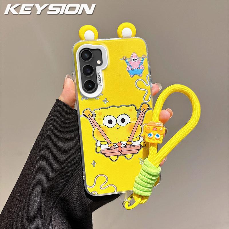 

KEYSION Милий Мультяшний Чохол з Вушками для Samsung A55 5G A35 A15 4G 5G зі Шнурком М який Силікон+ПК Протиударний Чохол для Телефону для Galaxy A05S for Samsung A35 5G