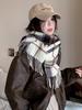 Damen Winter Vintage Gestrickter Schal Kopftuch Damen Herren Lässig Preppy Kariert Quaste Warmer Schal Mujer Mann Schal Wickeltuch Neue