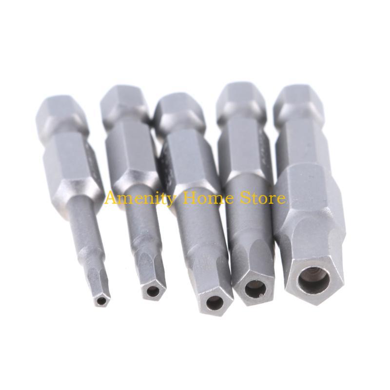 F26C 10Pieces 2.15-7.55 Magnetic Pentagonal Head Screwdriver Bits with 1/4" Secure Pentagonal Screwdriver Bit Set