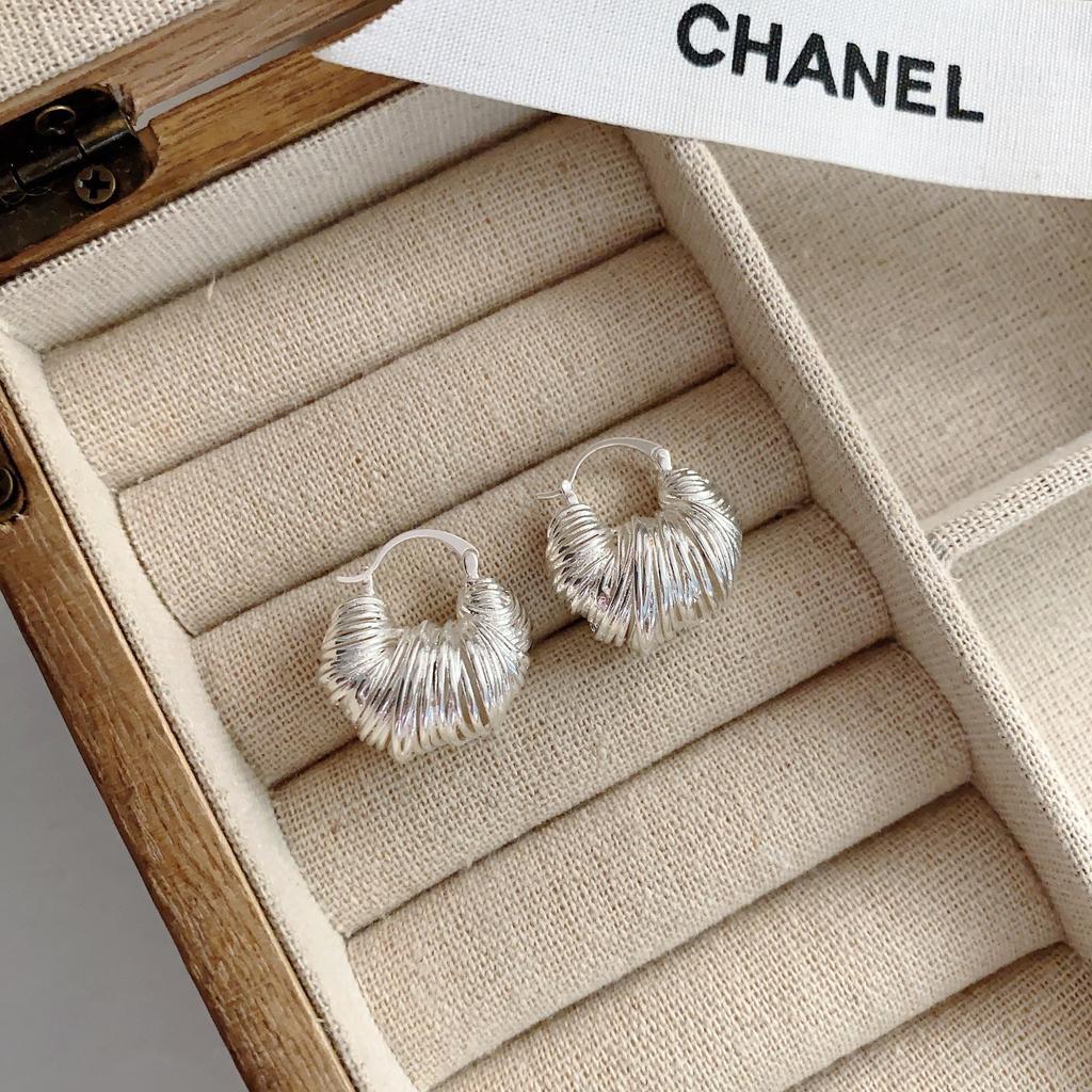 Unique Niche French Retro Cold Wind High-End Ear Buckle Brass 22K Real Gold Simple Circle Temperament Earrings