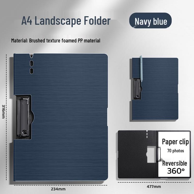 A4 Thickened PP Clipboard Folder - Desk Mat & Writing Board for Students, Horizontal/Vertical Clip