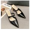 Mid-spring high heels pointed head lazy bag head half tray new ol comfortable thick heel cool slippers women's heel