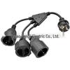 35CM European Standard Waterproof 1-to-3 Plug Cable Extension Cord