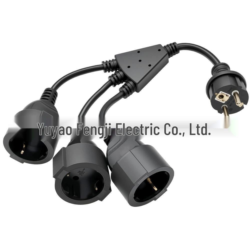 35CM European Standard Waterproof 1-to-3 Plug Cable Extension Cord