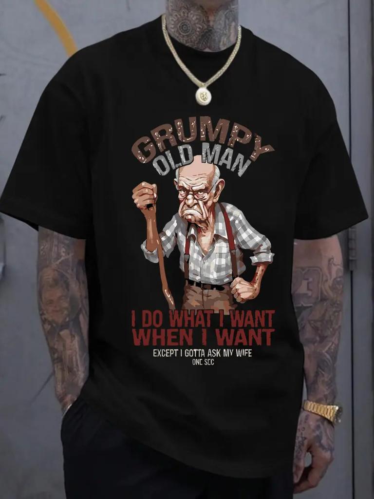 Angry Old Unisex Fun And Humorous Printed Short Sleeve Retro Humorous Unisex Tshirt