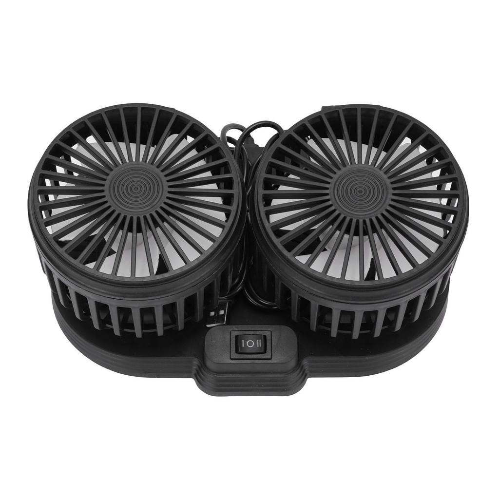   5V USB Car Cooling Fan 2 Speed Wind Quiet 360 Deg Rotatable Portable Dual Head Desk Fan for SUV RV Truck