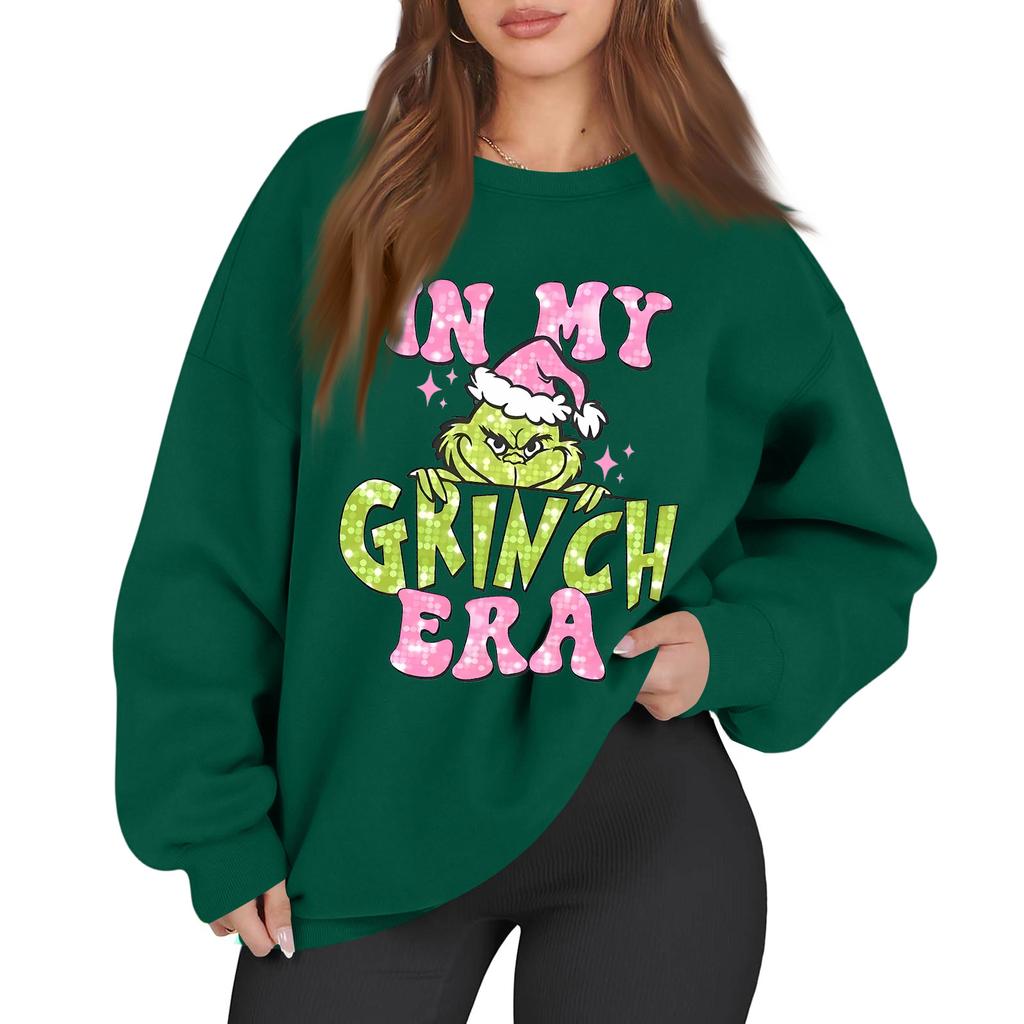 Women's Casual Fashion Long Sleeve Christmas Printed Round Neck Sweatshirt Top