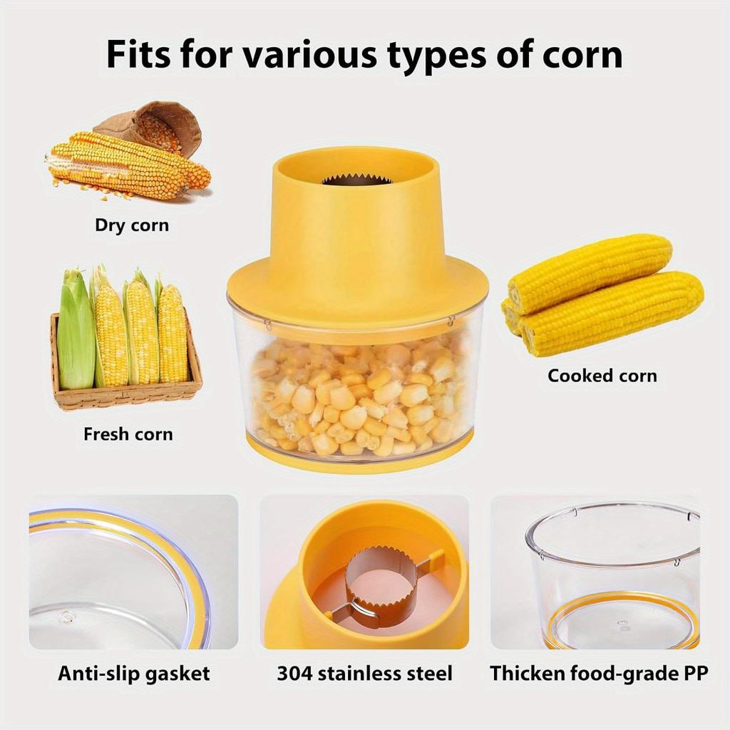 2 in 1 Multifunctional Corn and Ginger Grinder , Stainless Steel Manual Kernel Remover with Ergonomic Handle, Quickly Remove Kernels