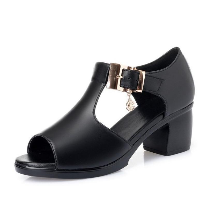 Fashion Fish Mouth Sandals Womens 2025 Summer New Roman Womens Thick Heel Medium Heel Women's Shoes Fashion Versatile Women High Heels