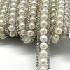 Faux Pearl Rhinestone Ribbon 1 Yard Self Adhesive Decorative Strip Elegant White Faux Pearl Accent Strip for Clothing Shoes Phone DIY Crafts