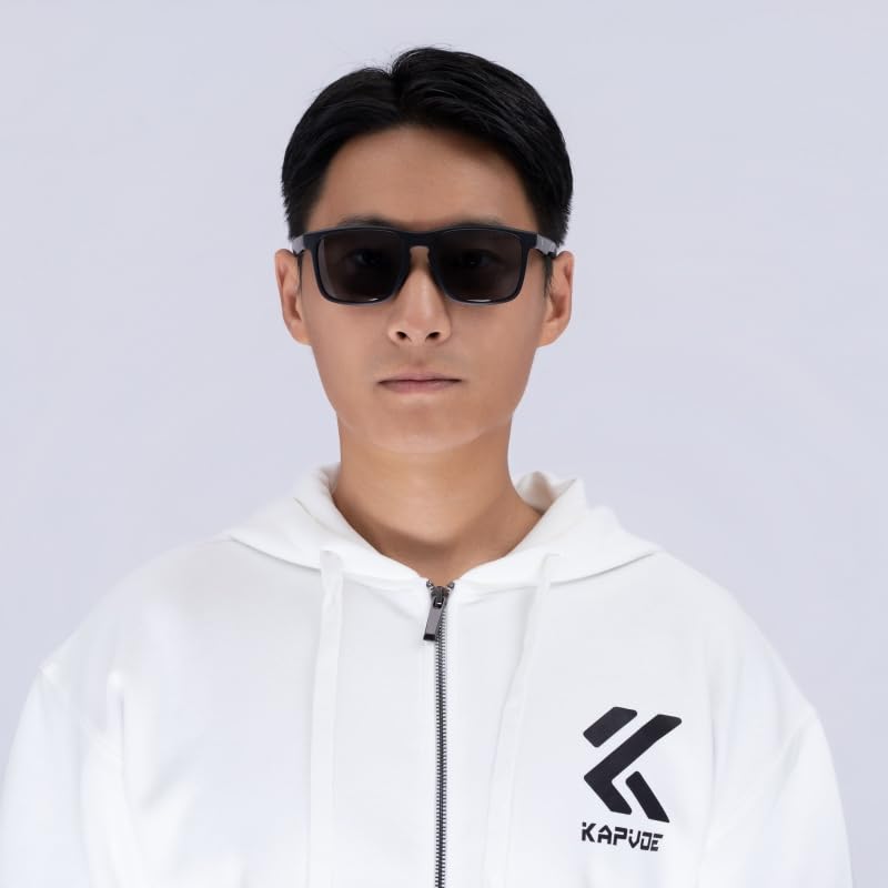 KAPVOE Polarized Sunglasses with HD Polarized PC Lenses and Flexible Silicone Perfect for and Outdoor Activities Men's Temples, Fishing, Driving,