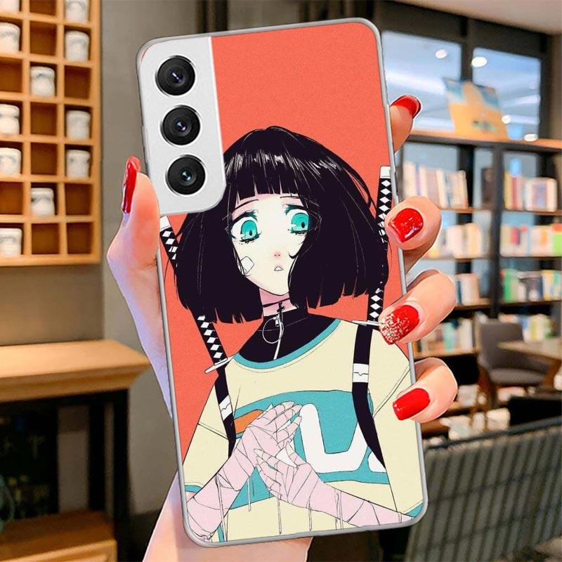 Japanese Style Anime Girl Cover Phone Case For Samsung Galaxy S26 S25 Edge S24 Ultra S23 S22 Plus S21 S20 FE Soft Fundas Shell G