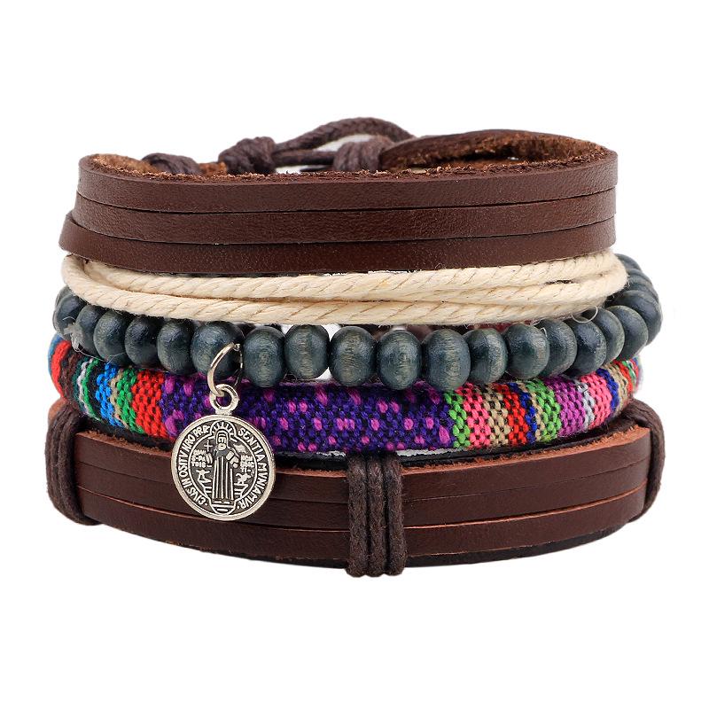 Qinuo Vintage European and American Genuine Leather Bracelet - Classic Simple Design.