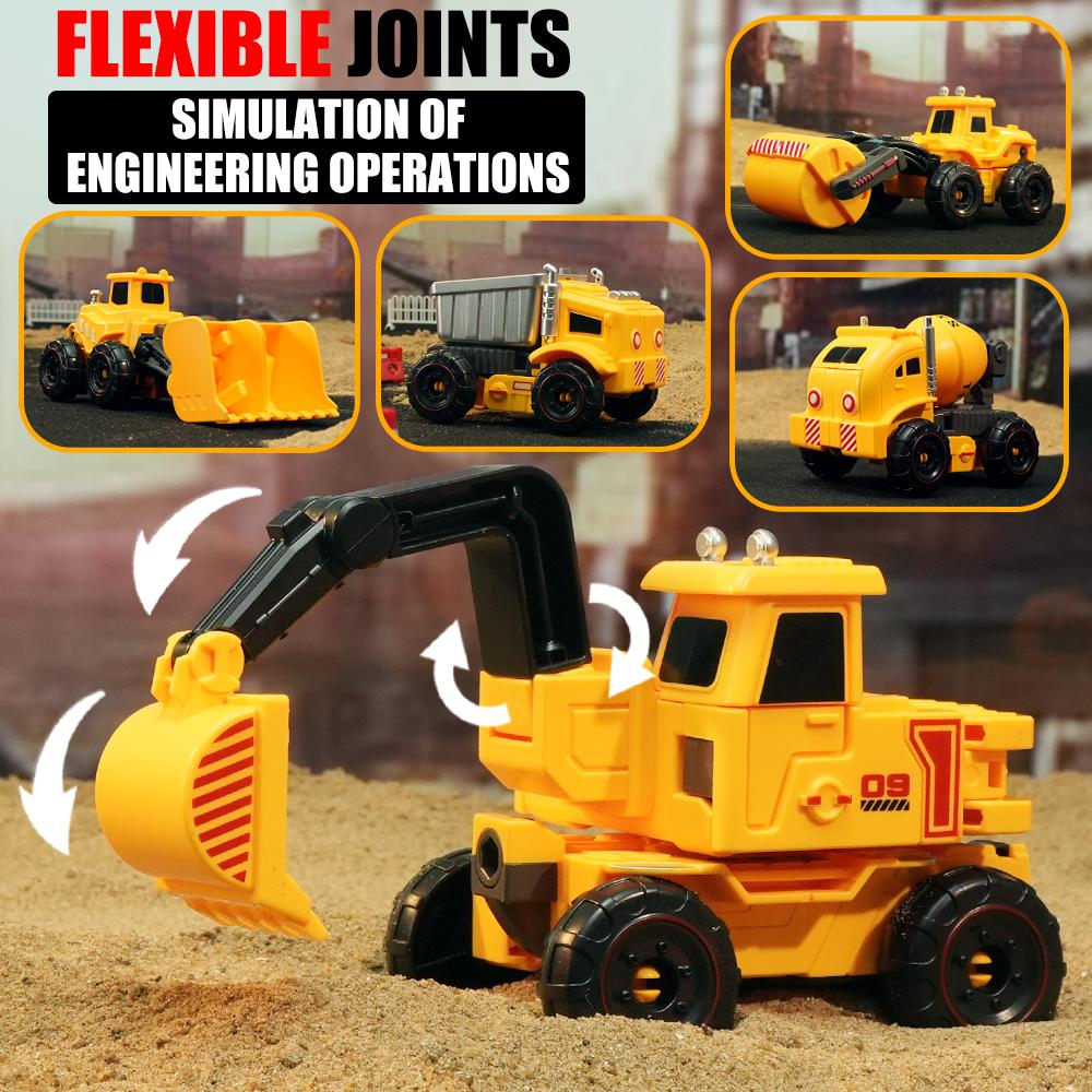 5 IN 1 Construction Vehicle Transforming Robot the Dream Gift for Boys DIY Detachable Toy Perfect Birthday and Christmas Gift