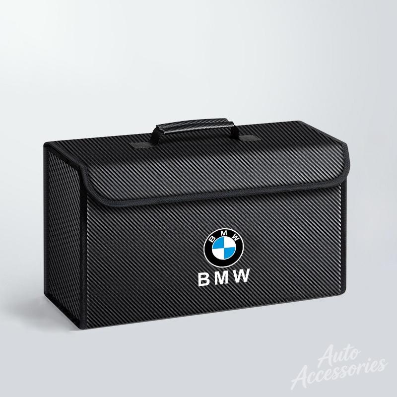 MLKL5 Carbon Fibre Car Trunk Travel Storage Box Large Storage Case For BMW E46 E90 E60 F30 F10 E39 E36 F20 E87 E90 E70 E91 E30 Sticker